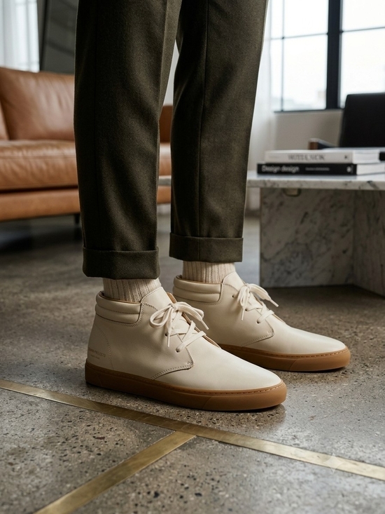 Nisolo Other - Nisolo Men's Diego Everyday Mid-Top Leather Sneakers Bone Cream 12.5 NWOB
